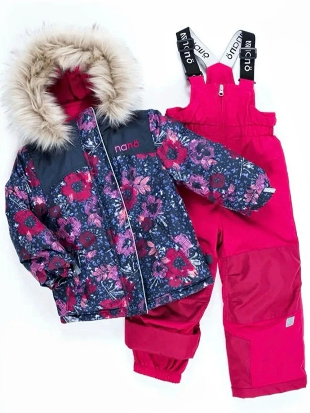 Nanö Kids Floral Snowsuit Set in Pink & Blue Size 4